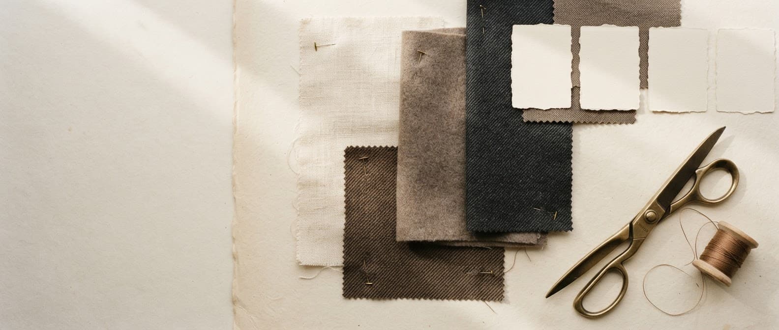 Amostras de tecidos em diferentes tons e texturas